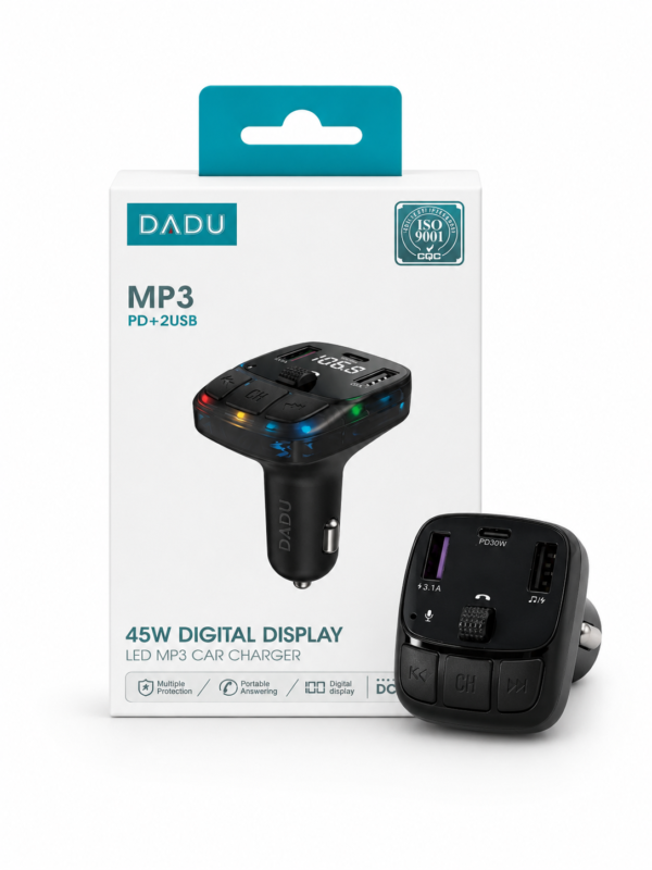 DADU 45W Digital Display LED MP3 Bluetooth Car Charger PD30W 2USB