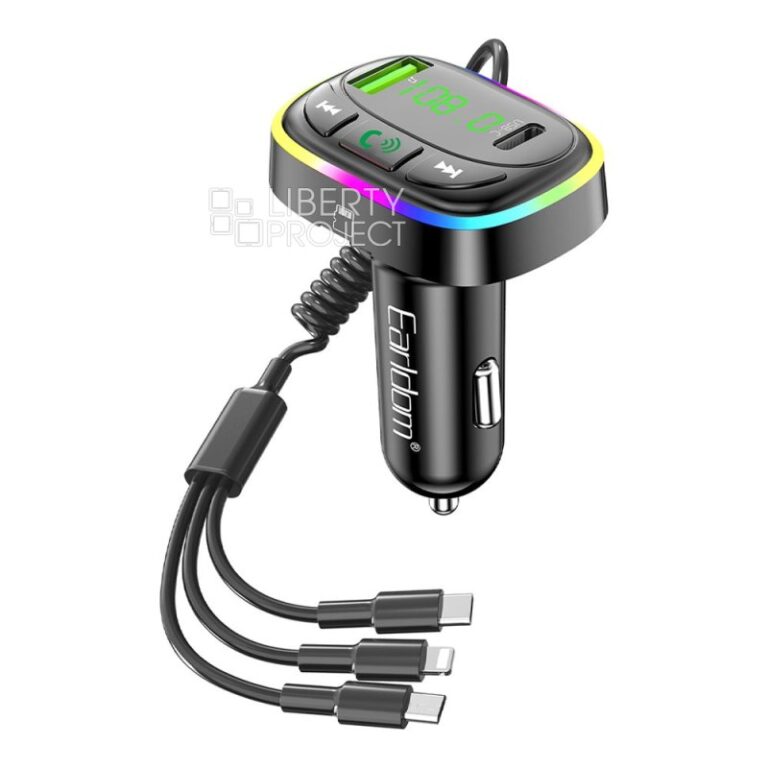 Earldom M105 7-in-1 Wireless Car MP3 FM Transmitter (RGB 7 Colors & 3.1A)