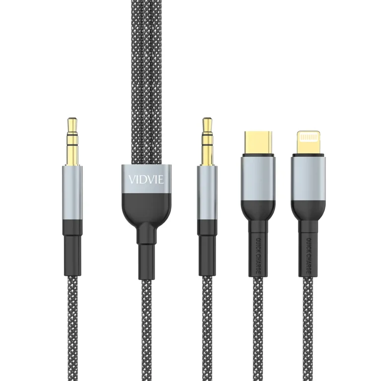 VIDVIE AL1113 2-in-1 Braided Aux Cable (Type-C & Lightning to 3.5mm)image-1