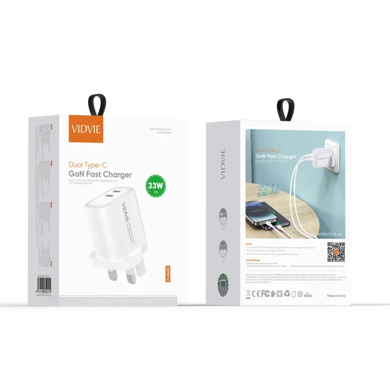 VIDVIE PLB160 Dual Type-C 33W GaN Fast Charger (Smart AI Chip)-3