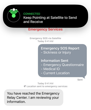 iPhone 17 Pro Max Emergency SOS via Satellite rescue interface